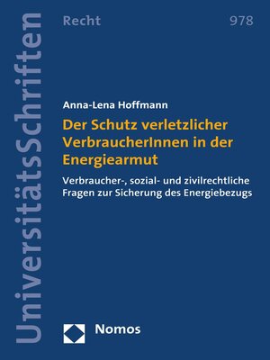 cover image of Der Schutz verletzlicher VerbraucherInnen in der Energiearmut
